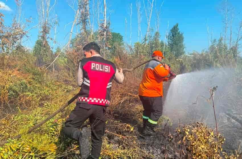 Header Jalan Mahir Mahar Palangka Raya Kembali Terbakar,  Polisi dan Tim Gabungan Padamkan Karhutla