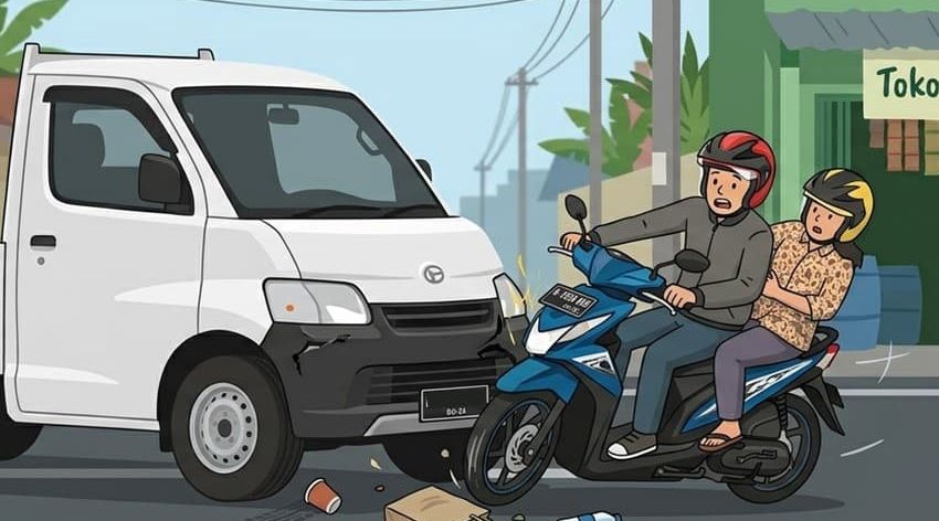 Kecelakaan Pikap dengan Motor di Trans Kandan Kotim, Dua Pengendara Luka Berat
