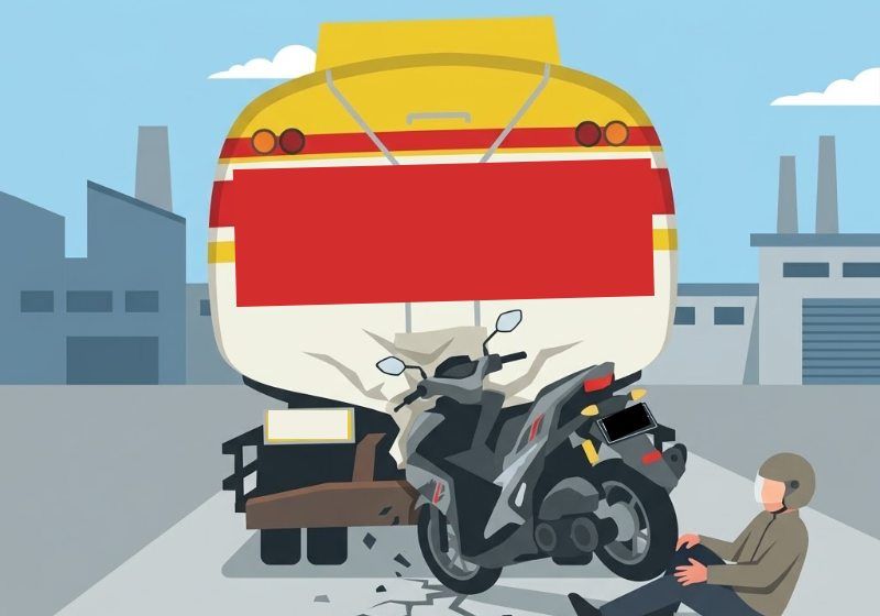 Header Hilang kendali Diduga Mengantuk, Pengendara Aerox Tabrak Truk Tangki di Palangka Raya